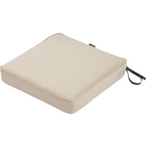 Classic Accessories Montlake Water-Resistant 17 x 17 x 3 Inch Square Outdoor Seat Cushion, Patio Furniture Chair Cushion, Antique Beige, Outdoor Cushion Cover, 17"W x 17"D x 3"Thick