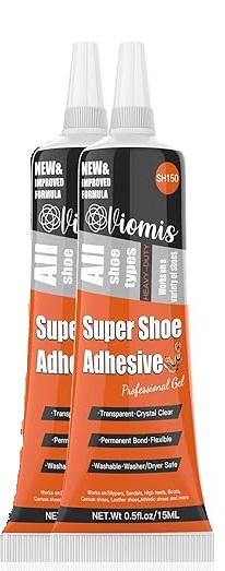 Viomis Shoe Repair Adhesive Kit - Waterproof Clear Super Strong Transparent Glue for Sneakers, Boots, Leather, Handbags, Soles, Heels (15ml 2Pack)