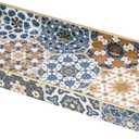 MAONAME Plastic Vanity Tray, Bathroom Counter Tray, Decorative Trays with Handles, Storage Dresser Trays Organizer for Toilet Tank, Jewelry, Makeup, 13.8" x 6" x 1.57"