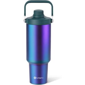 40 oz Insulated Tumbler, Double Wall Vacuum Stainless Steel Cup with Handle and Spout Lid, For Cold/Hot Drinks, Coffee Travel Mug for Car Holder/Home/Office/Party/Camping (Plating-1 Pack)