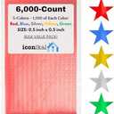 Iconikal 6,000-Count Bulk Metallic Foil Reward Stars Stickers, Blue, Red, Silver, Gold, Green