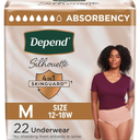 Depend Silhouette Adult Diapers, Incontinence & Postpartum Bladder Leak Underwear for Women, Maximum Absorbency, Medium, Pink, 22 Count, Packaging May Vary