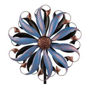 VEWOGARDEN Large Outdoor Metal Flower Wind Spinners, Kinetic Wind Sculpture Yard Art Wind Spinners for Yard and Garden Decor 63 17 Inches, Blue