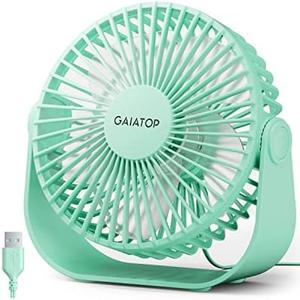 Gaiatop USB Desk Fan, 3 Speeds Strong Airflow, 5.5 Inch Portable 90° Rotate Quiet Cooling, Small Personal Table Fans for Bedroom Home Office Travel Green