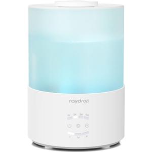 Raydrop Humidifiers for Bedroom, 3.0L Cool Mist Humidifiers for Large Room & Home, Top Fill Air Humidifier for Baby Nursery & Plants, Essential Oil Diffuser with Color Lights, Timer, Auto Shut-Off (White)