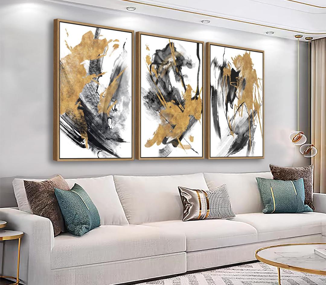 Large Painting Wall Art, Brown Black Graffiti Canvas Prints, 16"X24"X3