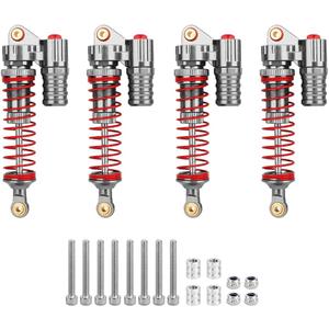 Aluminum Adjustable Piggyback Shock Absorber Oil Damper for Axial SCX10 Capra Wraith TRX4 TRX6 D90 Tamiya CC01 HSP HPI 1/10 RC Crawler Upgrade Parts (titanium, 90mm)
