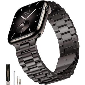 SUNFWR Compatible with Apple Watch Band 41mm 40mm 38mm for Women Men, Stainless Steel Metal iWatch Band for Apple Watch Series 9/8/7/6/5/4/3/2/1/SE/SE2 (Gun Color, 38mm/40mm/41mm No case)