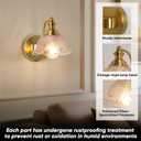 Vintage Wall Sconce, Gold Bathroom Vanity Light Fixtures with Amber, Glass Shade Brass Sconce Wall Lamps for Living Room Bedroom Bathroom Mirror Hallway Stairway