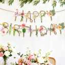 Norme 2 Pcs Wildflower Birthday Party Decorations Banner Metal 3D Flower Happy Birthday Garland Garden Spring Tea Fairy Party Decorations for 16 21st 30th 40th 50th 60th 70th