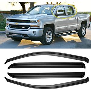Window Rain Guards for 2014-2018 Chevy Silverado/GMC Sierra 1500 Crew Cab & 15-19 Silverado/Sierra 2500HD 3500HD, Window Visor Vent Wind Shade Deflector Shield Protector Sun, for Full-Size Cab Only