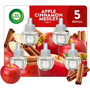 Air Wick Plug in Scented Oil Refill, Apple Cinnamon Medley, 5ct, Air Freshener, Essential Oils (0.67 Fl Oz (Pack of 5))
