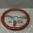 15" Classic Wood Grain Steering Wheel Riveted Light Wood Grip Universal Automotive Steering Wheels Slotted 3 Spoke with Horn Button
