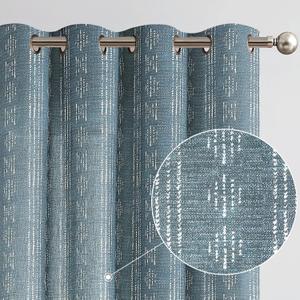 jinchan Boho Curtainsfor Living Room Blue Farmhouse Boho Curtains 84 Inches Long Geometric Striped Mudcloth Light Filtering Bedroom Window Grommet Curtains 2 Panels Blue on Beige, Size: 52"W x 84"L