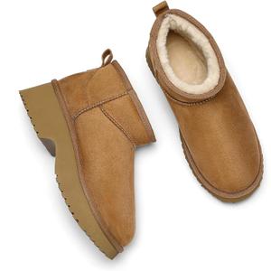 Women's Waterproof Winter Snow Boots Lightweight Warm Fur Lined Lace-Up Boots Mid-Calf Booties Anti-Slip Sole for Cold Weather Outdoor (Brown)