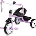 Liberry Toddler Tricycle Age 2 3 4 Years Old, Kids Trike with Bell, Back Basket and Removable Pedal, 3 Wheel Bike Riding Toy Gift for Girls, Purple