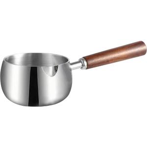 IMEEA 17oz Milk & Butter Warmer Pot SUS304 Stainless Steel Sauce Pot with Wooden Handle for Single Servings, Heating Milk, Melting Butter, Warming Sauces (0.5 Quarts)