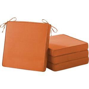 IASEAHK Patio Chair Cushions, 18.5" x 16" x 3" Outdoor Chair Cushions Set of 4, Waterproof Outdoor Cushions for Patio Furniture, Outdoors Seat Cushions Set of 4 with Handle and Ties, Spice