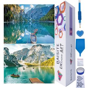 BAISITE Diamond Art Kits for Adults Beginners,2 Pack Round 5D Paint with Diamonds Pictures Full Drill Cross Stitch Home Wall Decor DIY Crafts Kits(12x16 Inches) BSTDPK811-812