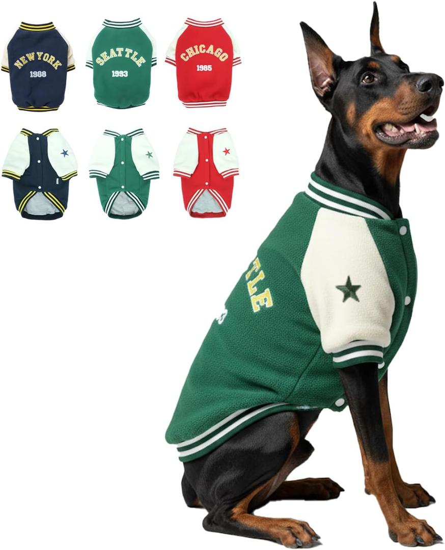 Giant Dog Winter Jacket, Fleece Lined Doggy Sweater for Chilly Days, Warm Sport Vest for Extra Large Breed Dogs, Thick Cold Weather Coat for Pets, Doberman Christmas Costume, Green XXXXL