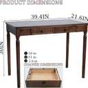Solid Wood Desk with Drawers, Wooden Computer Desk for Home Office, Gaming Study Desk for Small Spaces, Writing Work Desk for Bedroom,Easy Assembly (Retro B Walnut Color 39.4 inch)