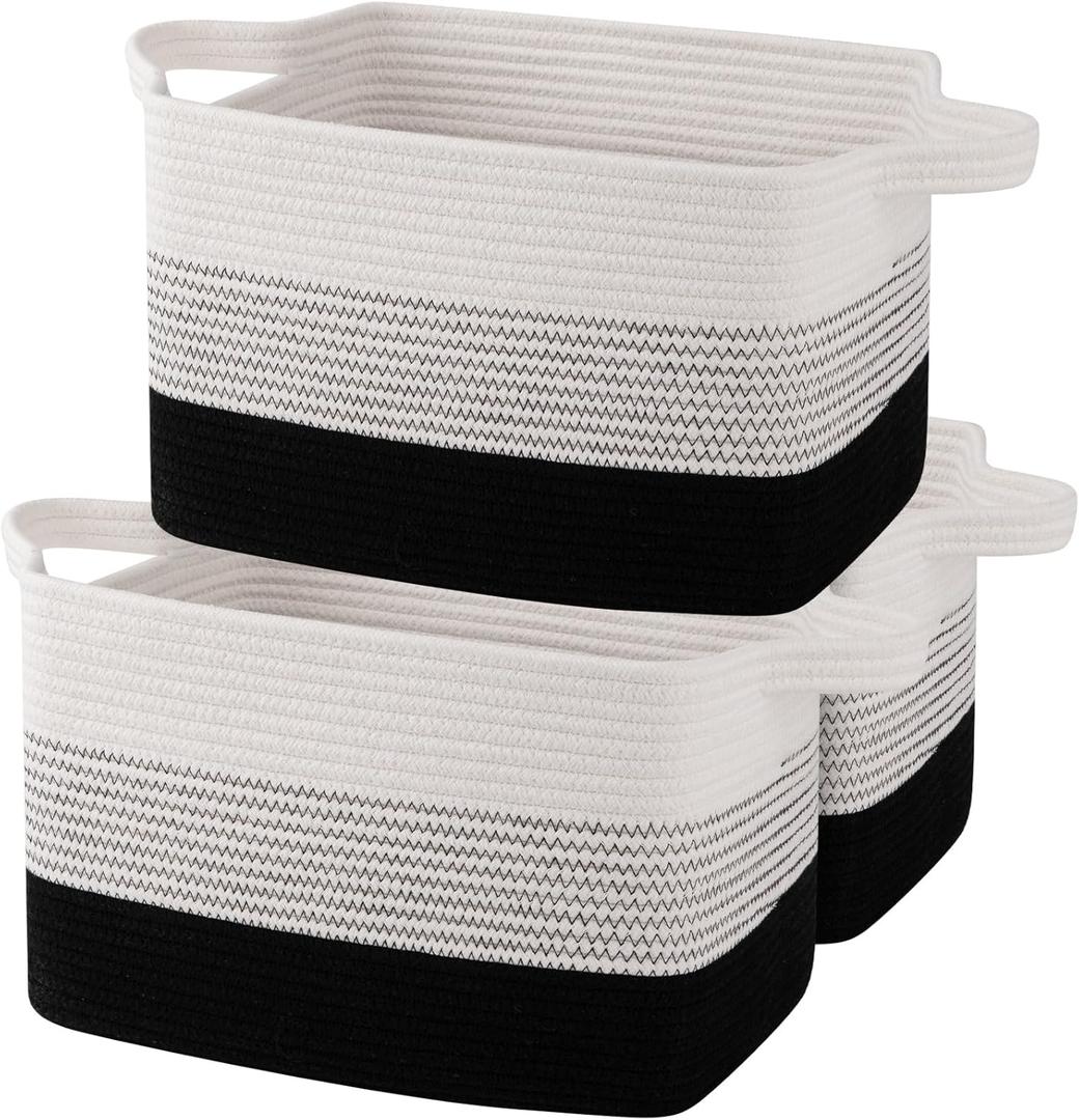 OIAHOMY Storage Basket, Woven Baskets for Storage, Cotton Rope Basket for toys,Towel Baskets for Bathroom - Pack of 3, Gradient Dark (3 pcs-13x9.9x8.7)