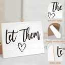 Let Them Wooden Sign, Desk Signs for Office, Mental Health Decorations, Inspirational Desk Decor, Home Decor Living Room, Cubicle Decor, Coworker Gifts, Encouragement Gifts for Women Men Friend,12