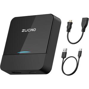 ZUCWO Wireless CarPlay Adapter & Car TV Mate Support Video HDMI Converter for TV Stick/Game Machine, 2in1 CarPlay HDMI Multimedia for Cars with Factory Wired CarPlay from 2016, Plug & Play, Black