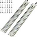 1 Pair 40 Inch 100 Lb Capacity Heavy Duty Locking Drawer Slides(with Stainless Screws),Side Mount Full Extension 3 Fold Ball Bearing Stainless Steel Drawer Rails,Hardware Drawer Runners Tracks