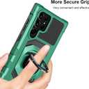 Heavy Duty Protection Case for Samsung Galaxy S22 Ultra Phone Case with Built-in Screen Protector, Military Grade Shockproof 360 Degree Metall Ring Kickstand Travel Cover Shell (Green)