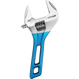 Lichamp 8-Inch Stubby Adjustable Wrench with 44 mm Wide Jaw Opening for Plumbing Automotive and Industry Tight Spaces Work