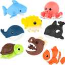 Zippytots 8 PCS Ocean Animal Bath Toys Mold Free Infant Bath Tub Toys for 12 Months - No Hole Bathtub Toys for Toddlers 1-3 Water Pool Toys for Baby Toddler Ages 1+