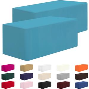 CXPSINC 2 Pack Fitted Table Clothes-96 x 30 Inch Rectangle Tablecloths for 8 Foot Tables, Washable Polyester 4FT Table Cover for Parties, Holiday Dinner, Wedding, Trade Show (Turquoise, 8FT | 2 Pack)
