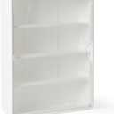 4-Tiers Clear Display Case for Figures, Wall-Mounted Display Box with Adjustable Shelves, Dustproof Display Cabinet Organizer for Mini Figures, Blind Box Toys and Collectibles (White)