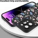 Case for iPhone 14 Pro Max,Cute Flower Pink Bow Heart for Women Girls,Soft Shockproof Aesthetic Protective TPU Bumper Floral Phone Case,Black