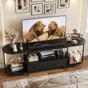 Faesun 55" TV Stand for TVs up to 55 Inches, Curved Edge Media Console & Entertainment Center with 2 Fabric Drawers, Modern TV Console Table for Living Room or Bedroom, Black