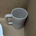 Goodies White Ribbed Coffee Mugs 1 Pack, Handmade Ceramic, Glazed, Dishwasher Safe, Microwave Safe, Secure Grip, Ergonomic Shape, Modern, 9 oz