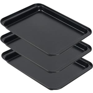 Small Baking Sheets for Oven, Shinsin Nonstick Cookie Pans Set of 3, 8 inch Carbon Steel Cookie Sheet Pans Professional Mini Baking Replacement Trays for Toaster Oven, Easy Clean, Dishwasher Safe