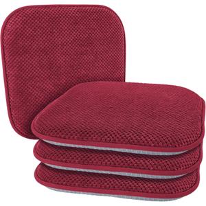 Wine Red Kitchen Dining Chairs Cushions Set of 4 Non Slip Foam Patio Seat Cushions Washable Soft Thick Pads Large Wooden Metal Chair Cushions,17" x 15"