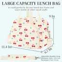 Lunch Box for Women,Insulated cherry Corduroy Lunch Tote Cute Lunch bag with Shoulder Strap, Multiple Pockets, Adult Teacher Nurse Bento Lunch Box for Women for work Picnic