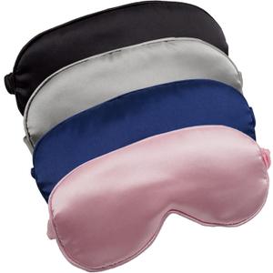 Sleep Masks 4 Pack Silky Eye Cover Soft Satin Blindfold Elastic Strap Night Eye Shade for Women Men (Black, Silver, Pink and Navy)