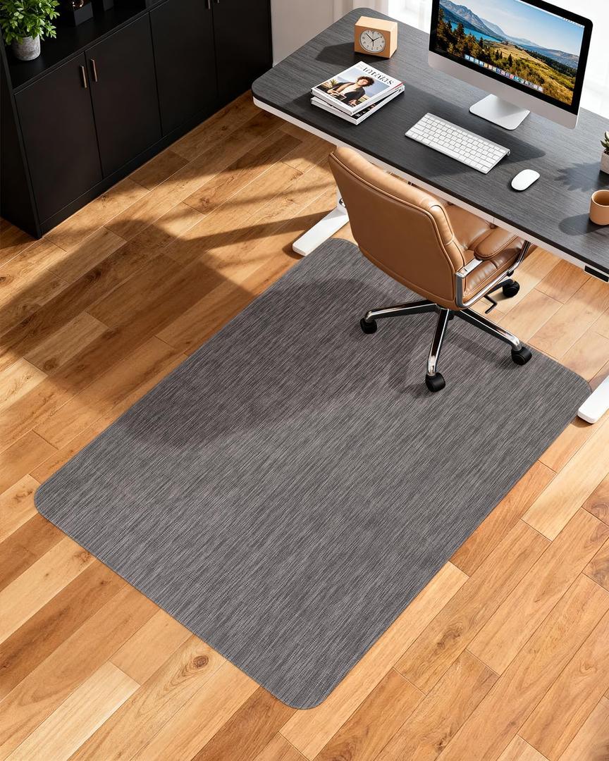 Soimeat Office Chair Mat for Hardwood Floor, 46.9" x 60.1" Non-Slip Desk Computer Chair Mat, PVC Floor Mat for Rolling Chair, Heavy Duty Wood/Tile Floor Protector Desk Rug for Home, Dark Grey