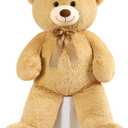 MorisMos 47-in Giant Teddy Bear Stuffed Animal 4ft, Large Teddy Bear Plush, Big Stuffed Bear Gifts for Kids, Girls, Girlfriend, Women on Baby Shower, Valentine, Christmas, Birthday (Light Brown), Pack Of 2