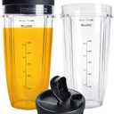 24OZ Replacement Blender Cup with To-GO Lids for Ninja, 2-Pack Replacement Parts Compatible with Ninja BL450 BL456 BL480 BL482 BN401 BN751 BN801 SS151 SS401