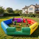 Inflatable Gaga Ball Pit- 7-Sided Arena with Built-in Blower, Unique Heptagon Design for Non-Stop Play, Portable for Backyard, Park & Family Games (Multicolor, 15FT)