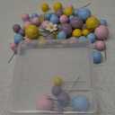 63 Pcs Blue Dog Cake Toppers with Balls Cake Picks and Daisy Flowers for Birthday Decoration Groovy Pastel Cupcake Inserts Hippie Wedding Party Supplies(Happy Birthday)