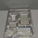 Fasmov 4 Pack Stainless Steel Rectangular Divided Dinner Tray, 6 Sections Stainless steel Metal Plate for Adults, Picky Eaters, Campers, and Portion Control