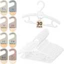 Hsei 30 Packs Baby Hangers for Nursery Closet with 8 Pcs Wooden Baby Clothes Organizer Dividers, 11"-14.6" Extendable and Non Slip Infant Hangers for 0-18 Month Newborn Toddler Kids Coats Pants