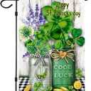 4 x St Patrick's Day Garden Flag,Shamrock St Patricks Flag 12.5 x 18 Inch Clover for Garden and Home Decorations