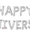 KatchOn Balloons - Letters 'Happy Anniversary' 16 Inch | Banner, Backdrop & Balloon Banner for Silver Anniversary Decor